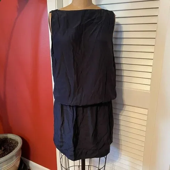 NILI LOTAN | navy blue silk backless dress M - Picture 2 of 13